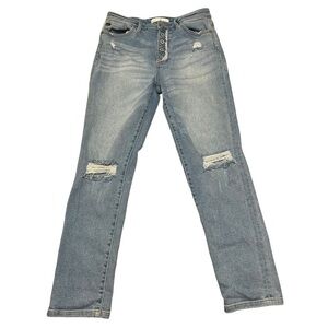 KanCan Women's Jeans Size 9/28 KC8580L High Waist Straight Distress Button Fly